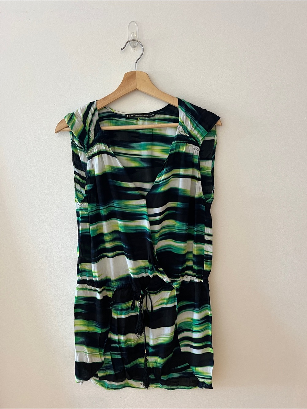 Women’s Striped Green & Black Swim Coverup